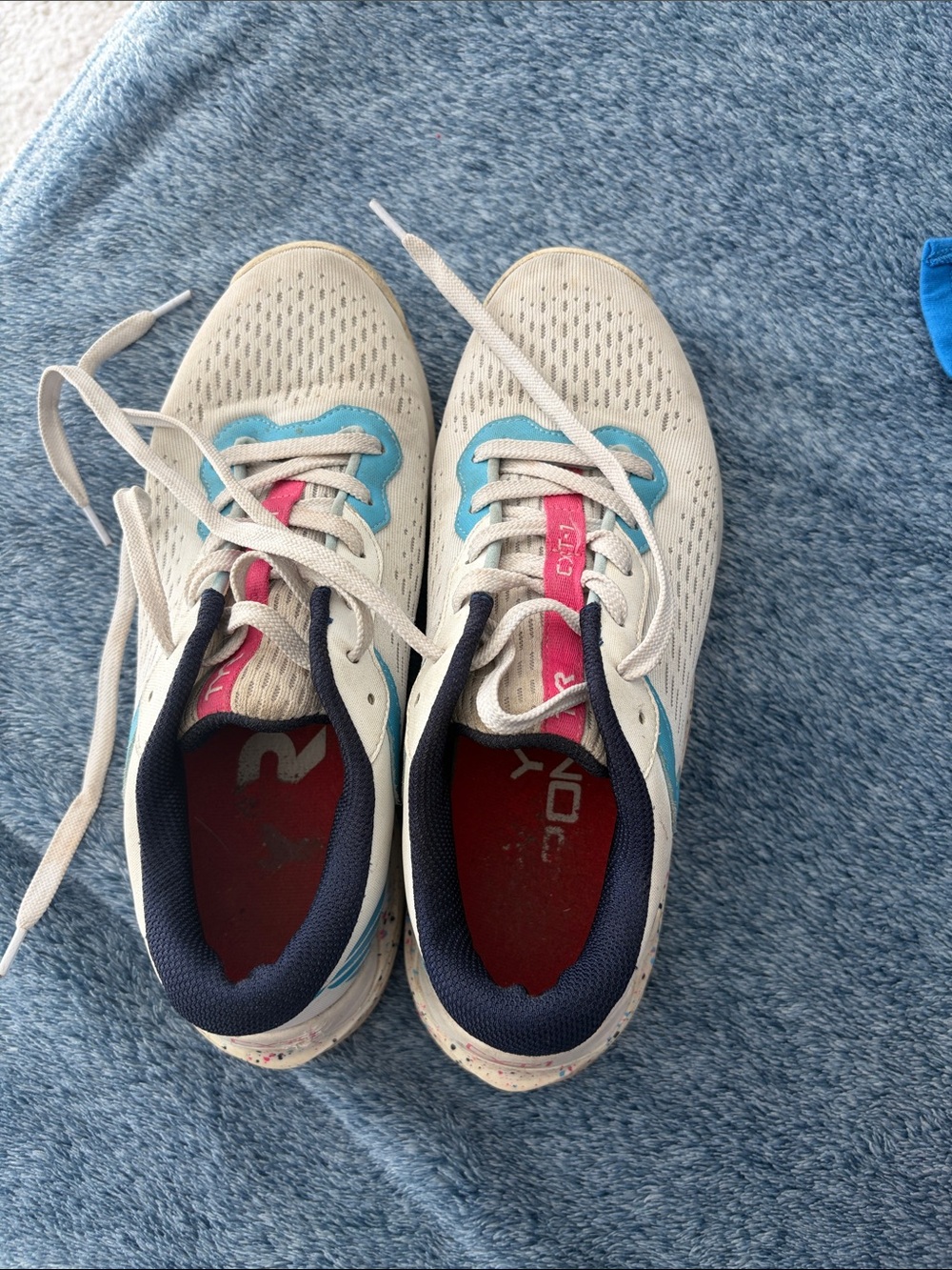 TYR White Athletic Shoes with Blue and Pink Accents